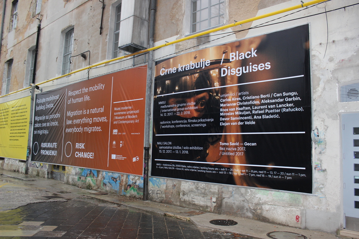 Photo marina tkalčić.  banner for promotion of the exhibition black disguises